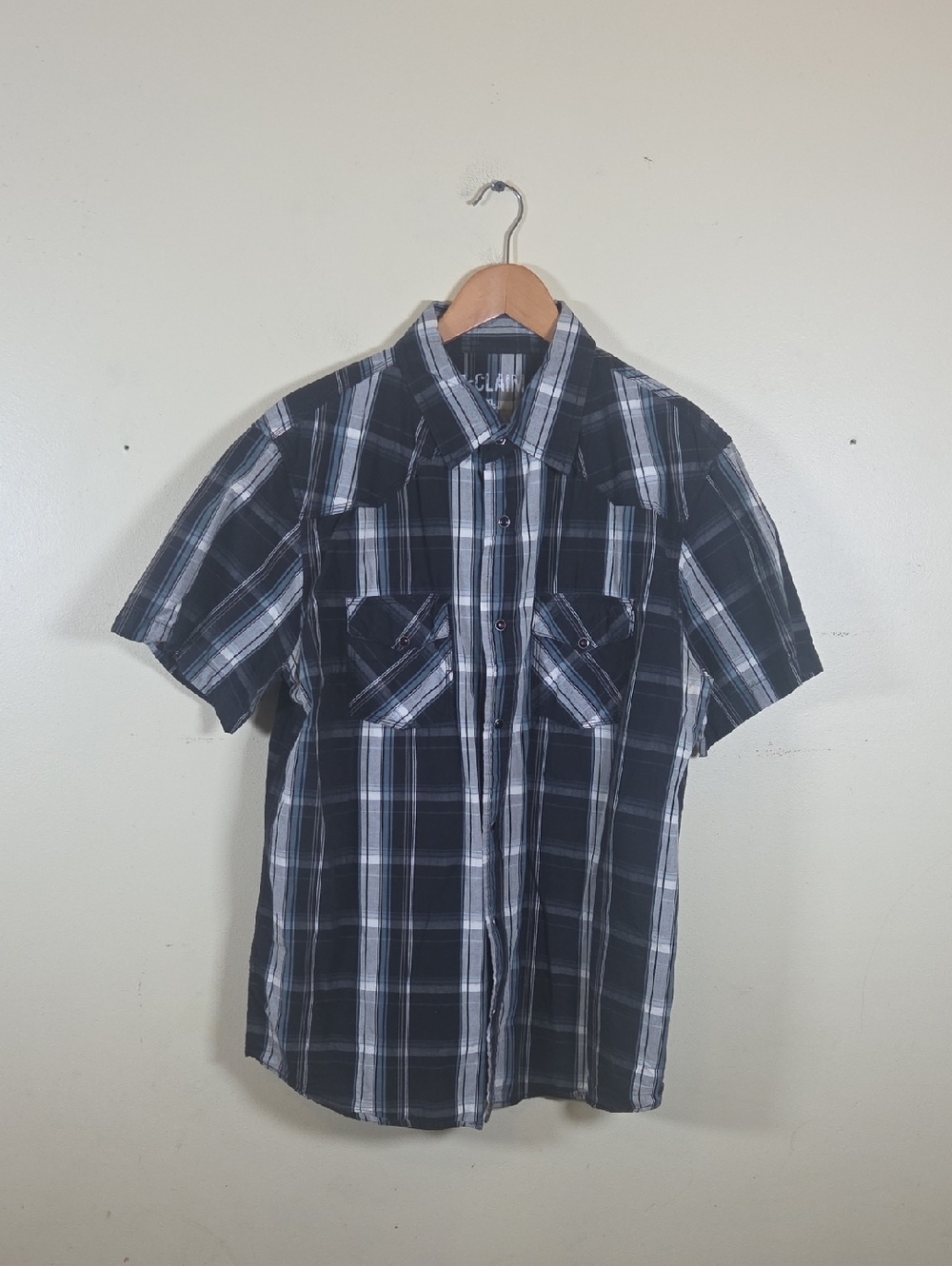 Reclaim Men's Pearlsnap Plaid Short Sleeve Shirt Western Wear XL